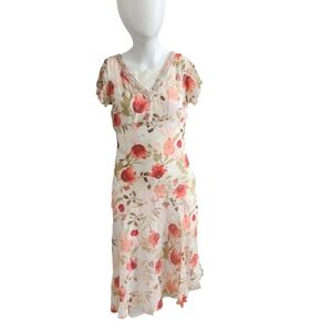 Cherokee Girls Sweet Boho Pastel Floral Chiffon Dress-Sheer-Lined-Bead Details M